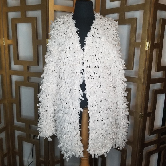 Molly Green Sweaters - Molly Green Cream White Fuzzy Knit Shaggy Sweater